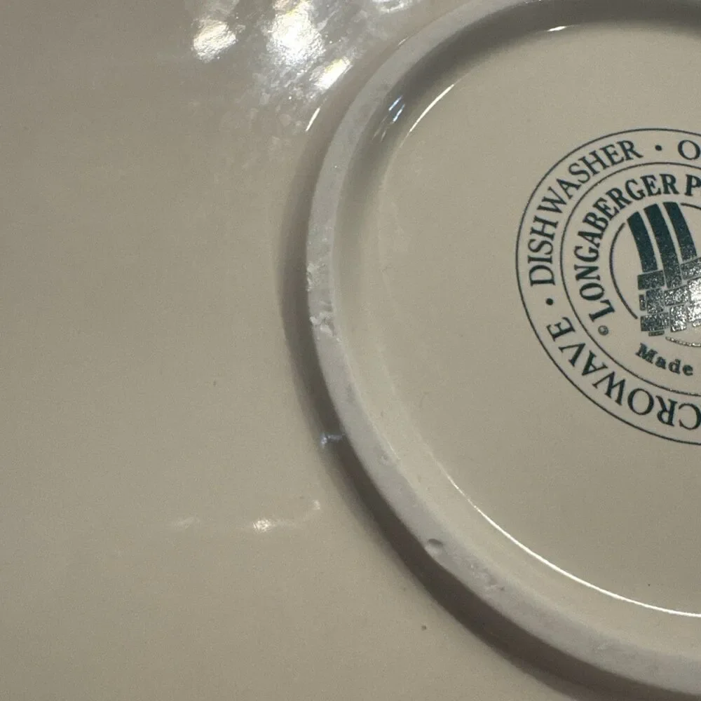 Longaberger Pottery Serving / Chop Platter Holly Berry Christmas 14